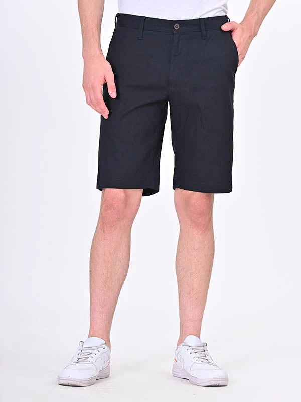 Indian Terrain Men's Regular Fit Solid Black Shorts